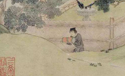 仇英《赵孟頫写经换茶图》作品鉴赏 现藏于美国克利夫兰博物馆