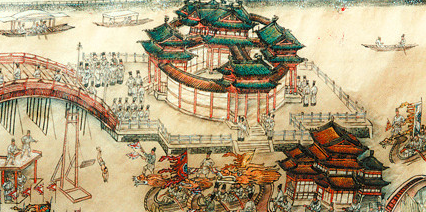 金明池：北宋时期著名的皇家园林，画有《金明池争标图》