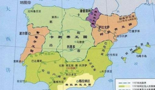 伊比利亚半岛有五个王国，卡斯蒂利亚王国位于什么位置？
