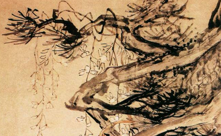 《松藤图》：清代扬州画派画家李鱓所作，为立轴绘画作品