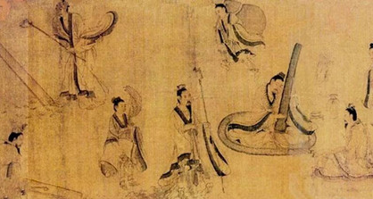 东晋顾恺之创作的绢本设色画：《斫琴图》艺术鉴赏