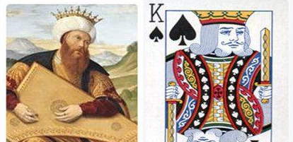 K、Q、J三种牌分别代表国王、皇后、卫士，四个K代表哪个人物？