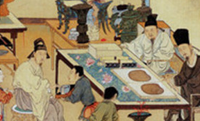 仇英创作的《竹林品古》展现了什么样的绘画技巧？